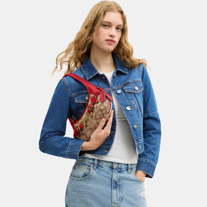 CEV10-Belted Ergo Shoulder Bag 26 in Signature Jacquard-B4/Poppy Signature