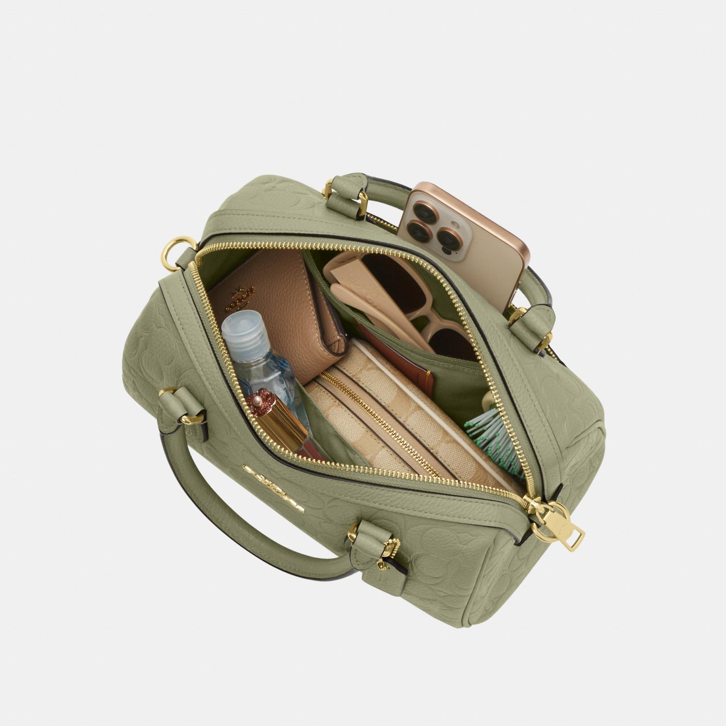 CEW03-Rowan Satchel in Signature Pebbled Leather-Im/Pistachio