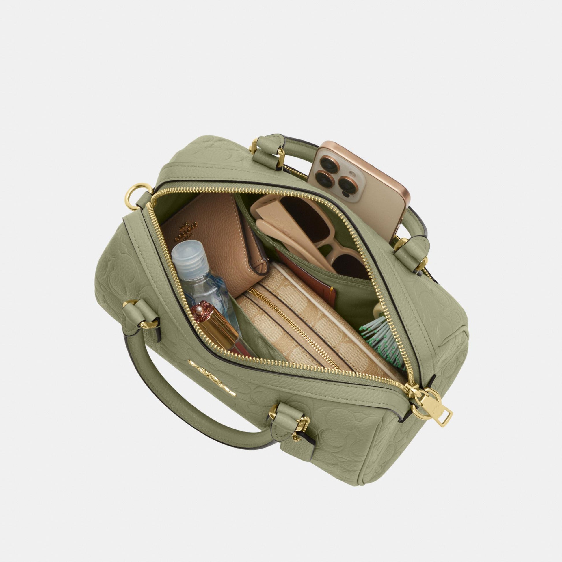 CEW03-Rowan Satchel in Signature Pebbled Leather-Im/Pistachio