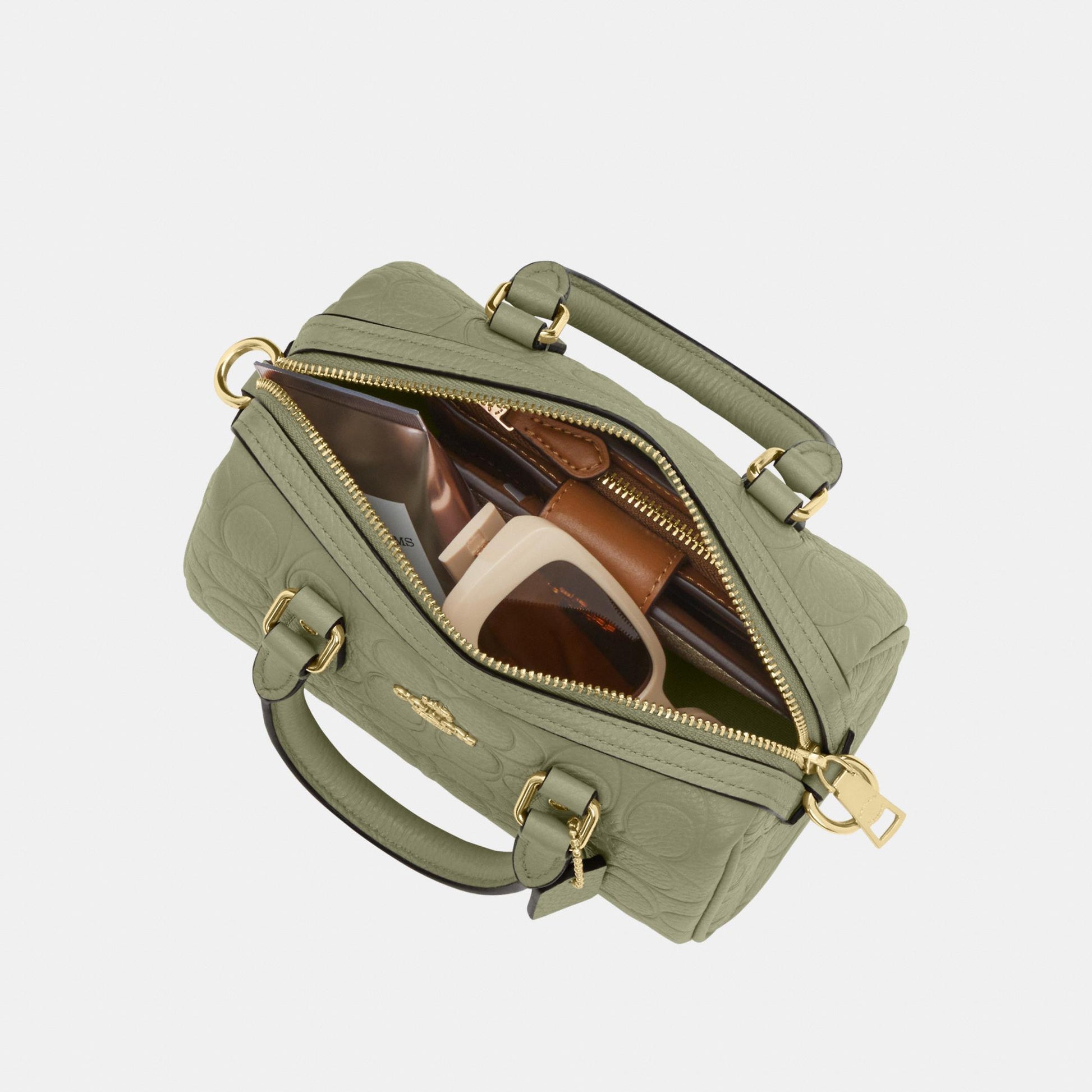CEW07-Mini Rowan Crossbody in Signature Pebbled Leather-Im/Pistachio