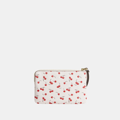 CEX82-Corner Zip Wristlet with Cherry Print-Im/Chalk Multi