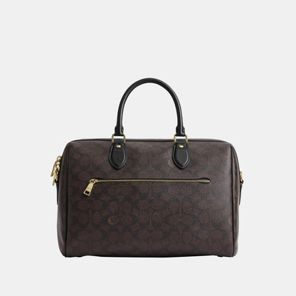 CEY74-Rowan Large Satchel Bag in Signature Canvas-Im/Walnut/Black