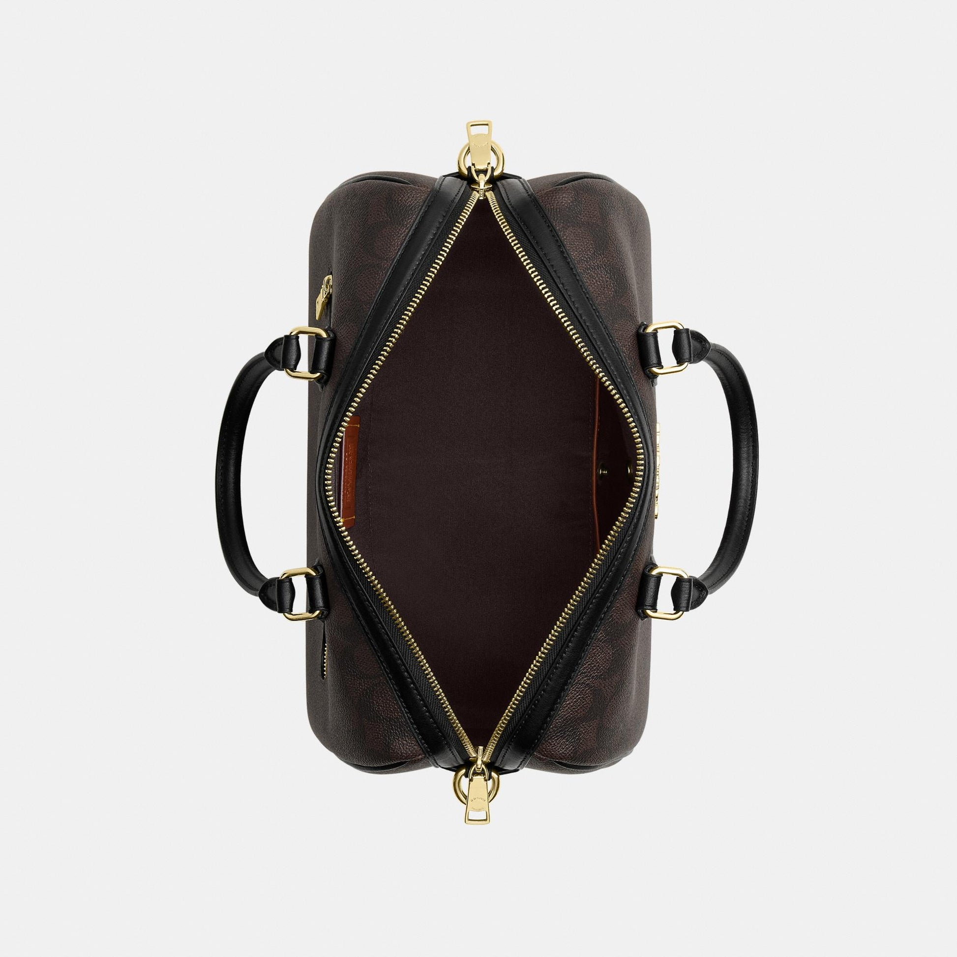 CEY74-Rowan Large Satchel Bag in Signature Canvas-Im/Walnut/Black