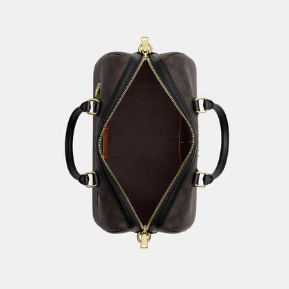 CEY74-Rowan Large Satchel Bag in Signature Canvas-Im/Walnut/Black