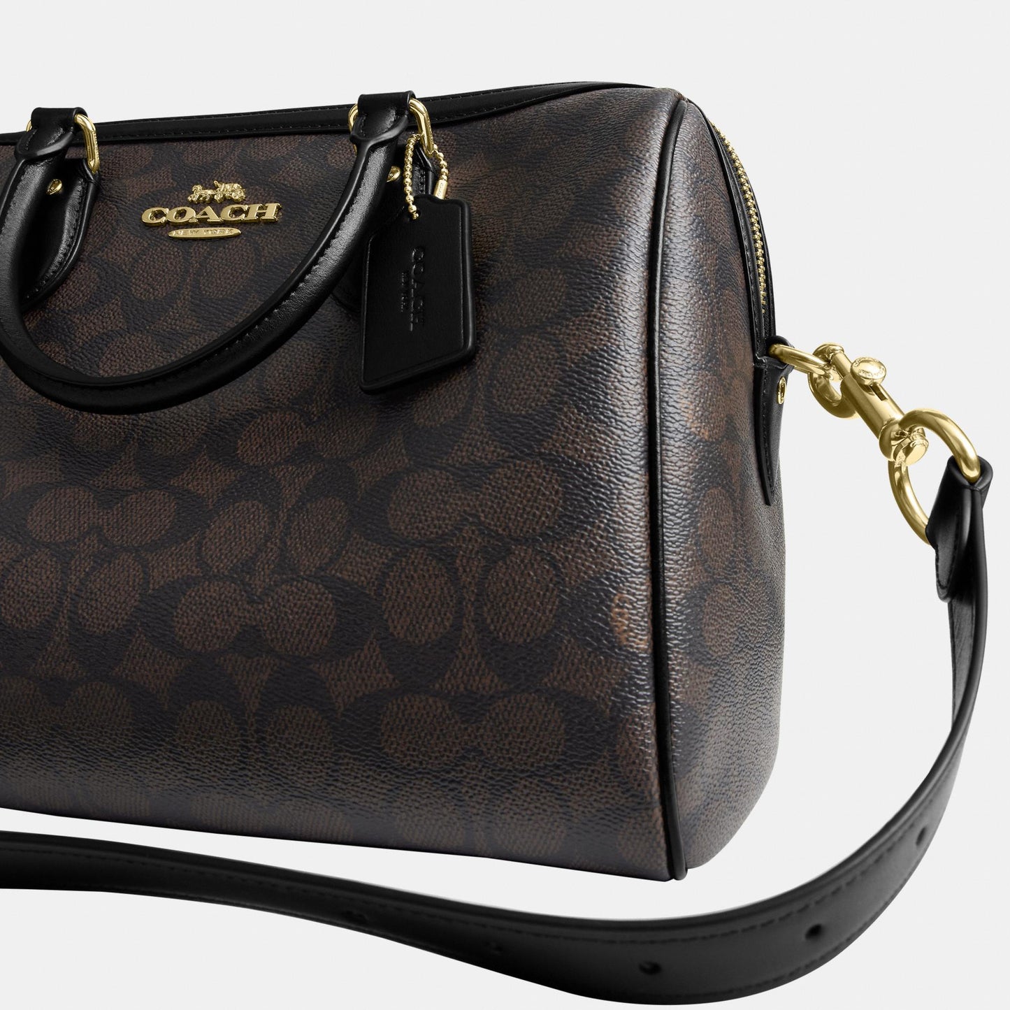 CEY74-Rowan Large Satchel Bag in Signature Canvas-Im/Walnut/Black