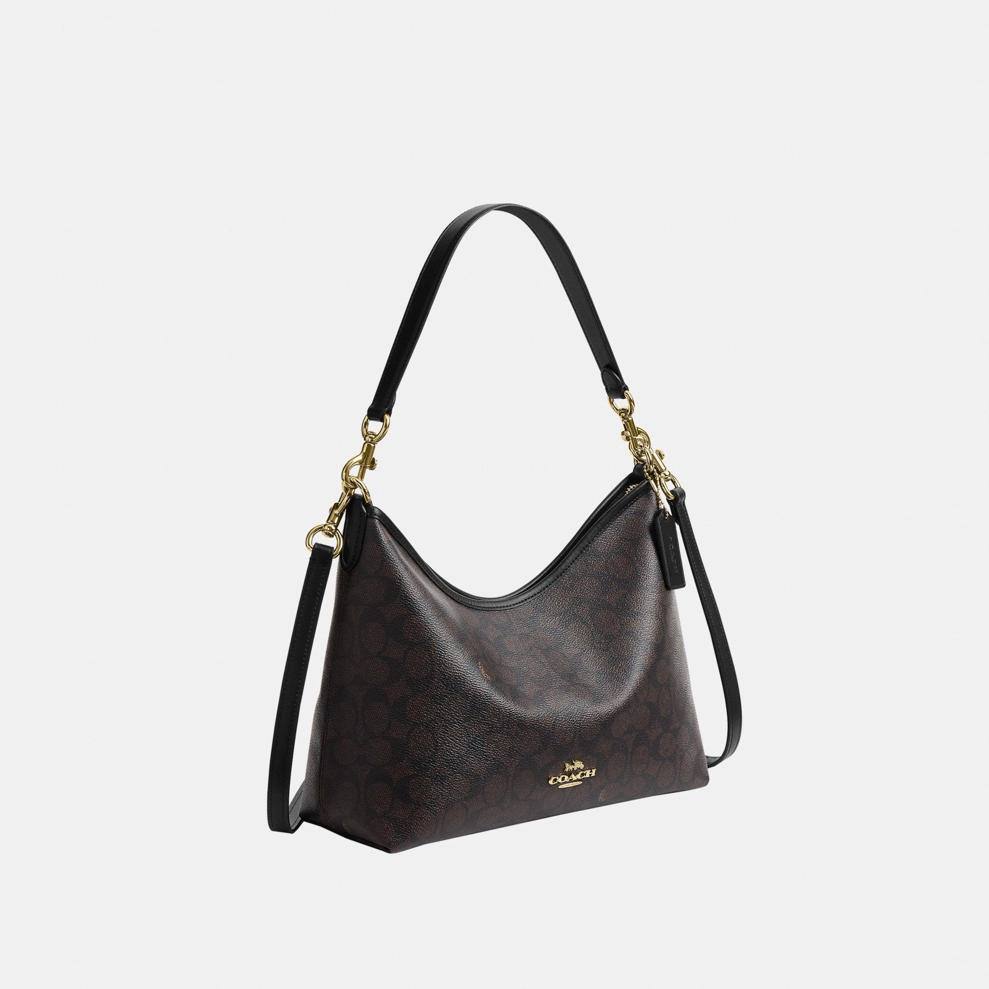 CEY95-Laurel Shoulder Bag in Signature Canvas-Im/Walnut/Black