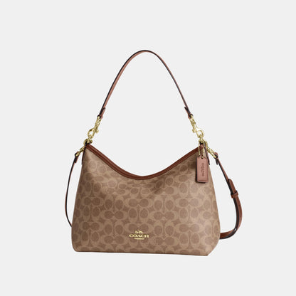 CEY95-Laurel Shoulder Bag in Signature Canvas-Im/Tan/Brown