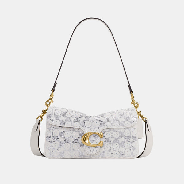 Tabby Shoulder Bag 26 in Regenerative Cotton Denim with Crystal Signature