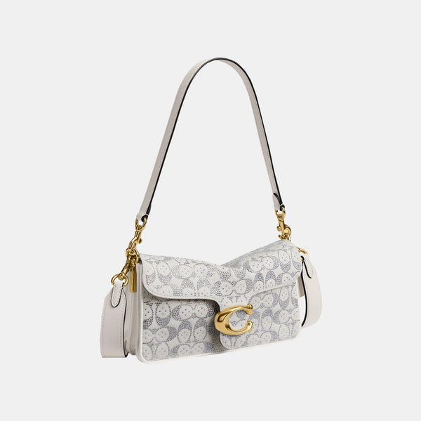 Tabby Shoulder Bag 26 in Regenerative Cotton Denim with Crystal Signature