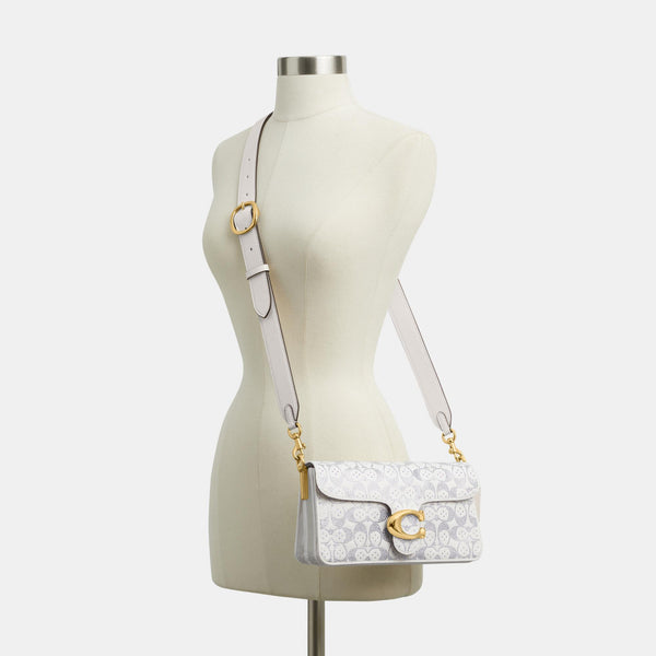 Tabby Shoulder Bag 26 in Regenerative Cotton Denim with Crystal Signature
