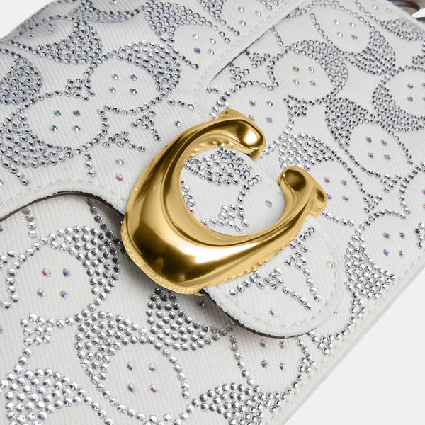 Tabby Shoulder Bag 26 in Regenerative Cotton Denim with Crystal Signature