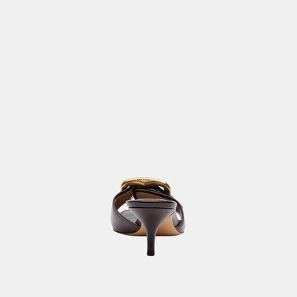 CFF89-Margot Sandal with Oversized Buckle in Loved Leather-Chocolate