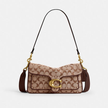 CFG02-Tabby Shoulder Bag 26 in Signature Jacquard-B4/Khaki Maple