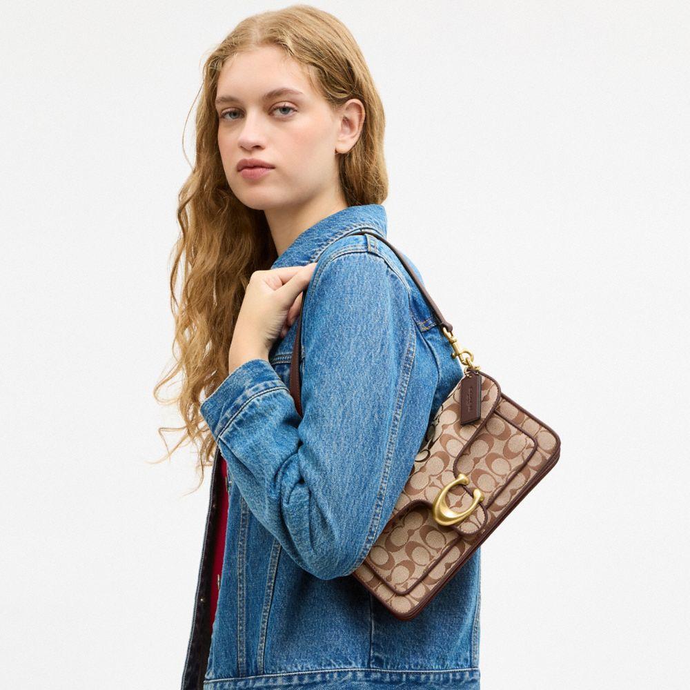 CFG02-Tabby Shoulder Bag 26 in Signature Jacquard-B4/Khaki Maple