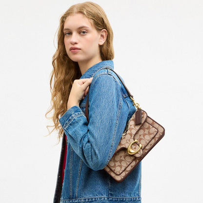CFG02-Tabby Shoulder Bag 26 in Signature Jacquard-B4/Khaki Maple