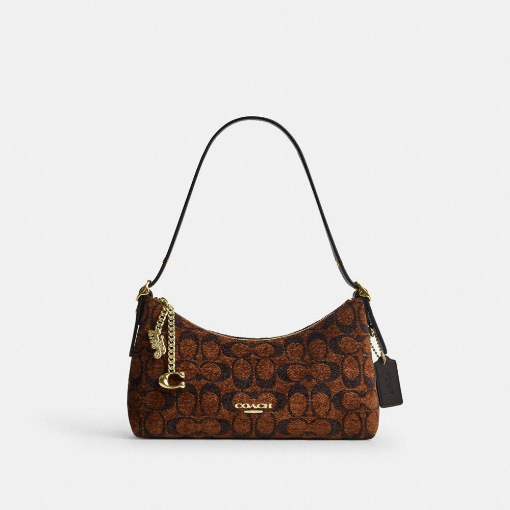 CFN74-Emeilia Shoulder Bag in Signature Chenille-Im/Truffle