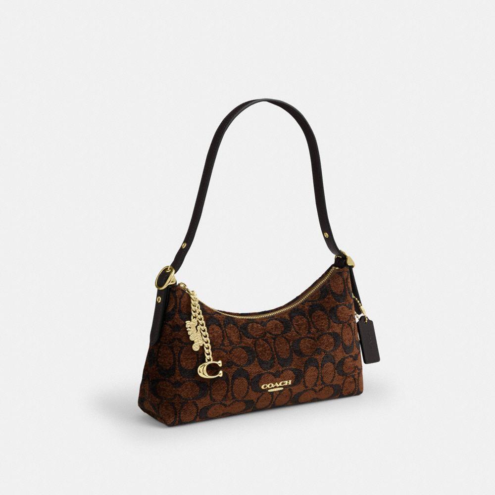 CFN74-Emeilia Shoulder Bag in Signature Chenille-Im/Truffle