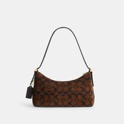 CFN74-Emeilia Shoulder Bag in Signature Chenille-Im/Truffle