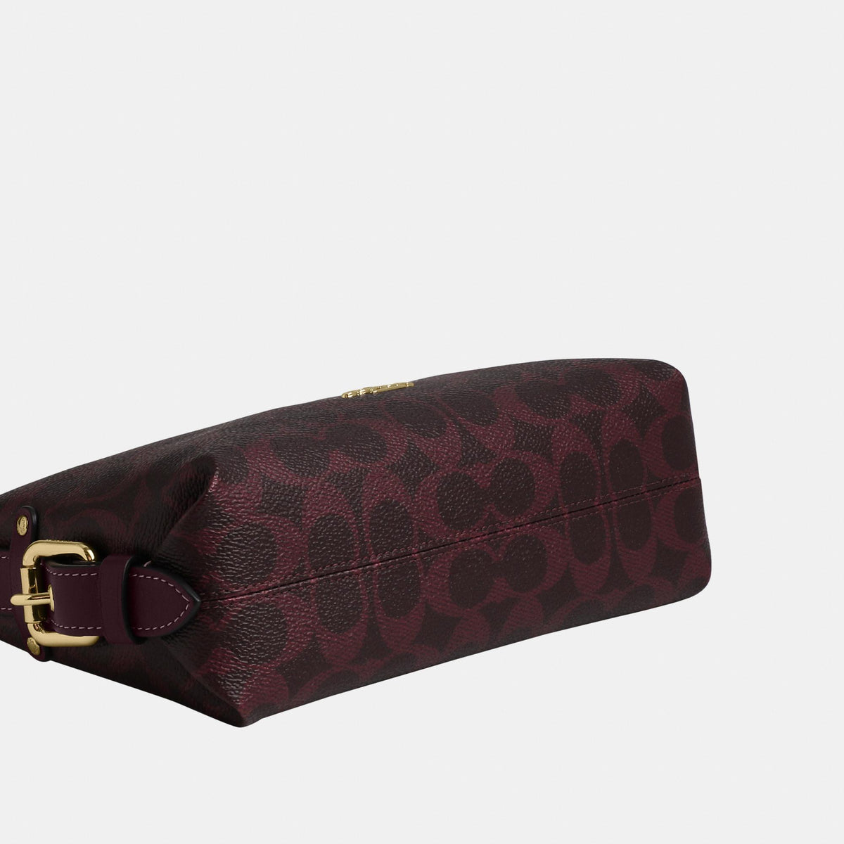 CFP26-Laurel Shoulder Bag 22 with Buckles in Signature Canvas-Im/Black Currant