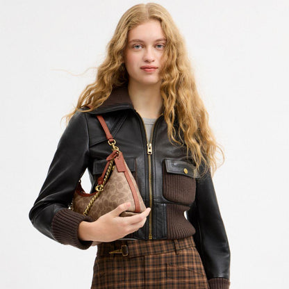 CFQ68-Juliet Shoulder Bag 25 in Signature Upcraftedleather-B4/Tan Caramel