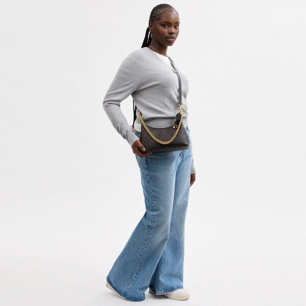 CFQ68-Juliet Shoulder Bag 25 in Signature Upcraftedleather-B4/Walnut Black