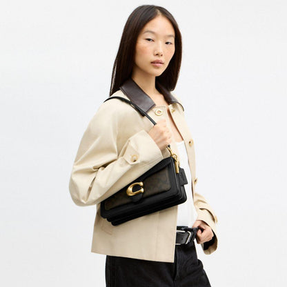 CFQ87-Tabby Shoulder Bag 26 in Signature Upcraftedleather-B4/Walnut Black