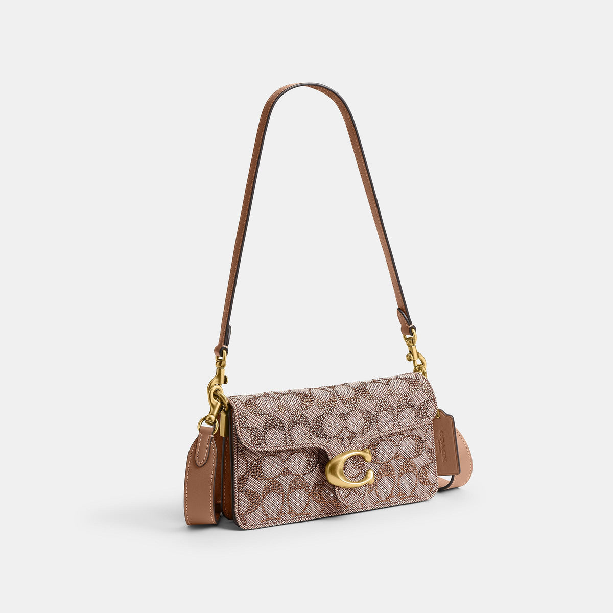 CFQ99-Soft Tabby Shoulder Bag 20 in Crystal Signature Jacquard-B4/Mushroom