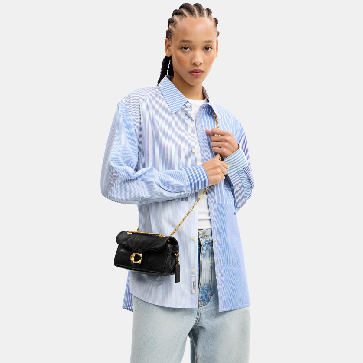 CFR07-Tabby Shoulder Bag 20 with Quilting-B4/Black