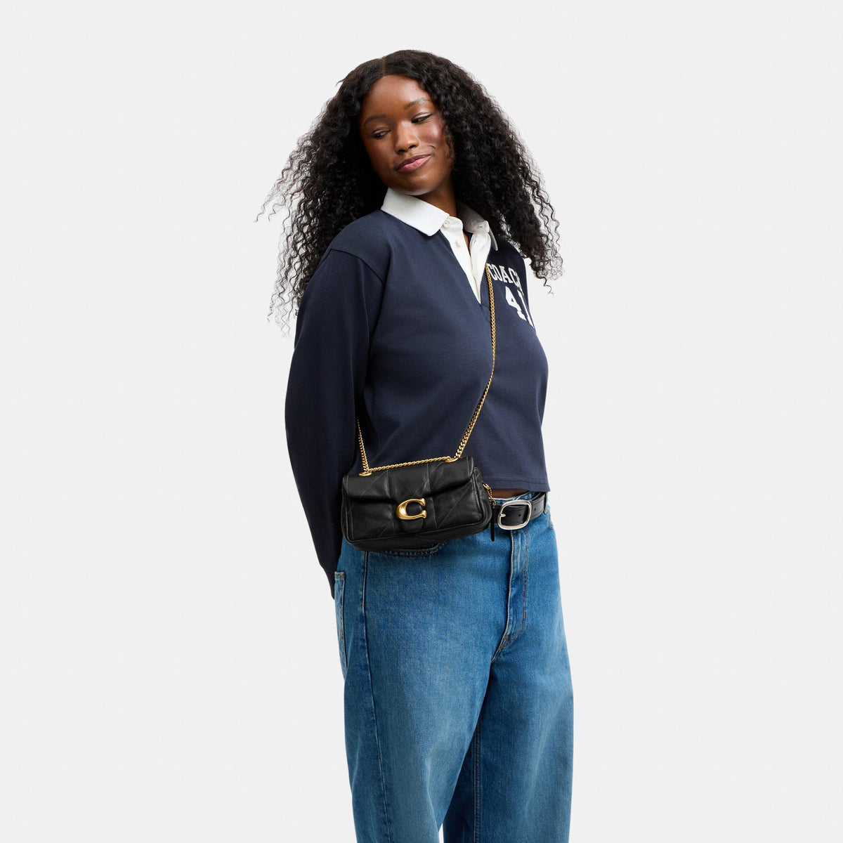 CFR07-Tabby Shoulder Bag 20 with Quilting-B4/Black