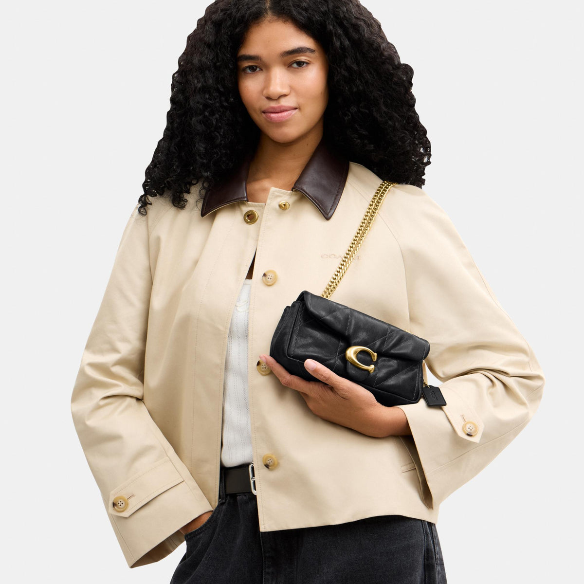 CFR07-Tabby Shoulder Bag 20 with Quilting-B4/Black