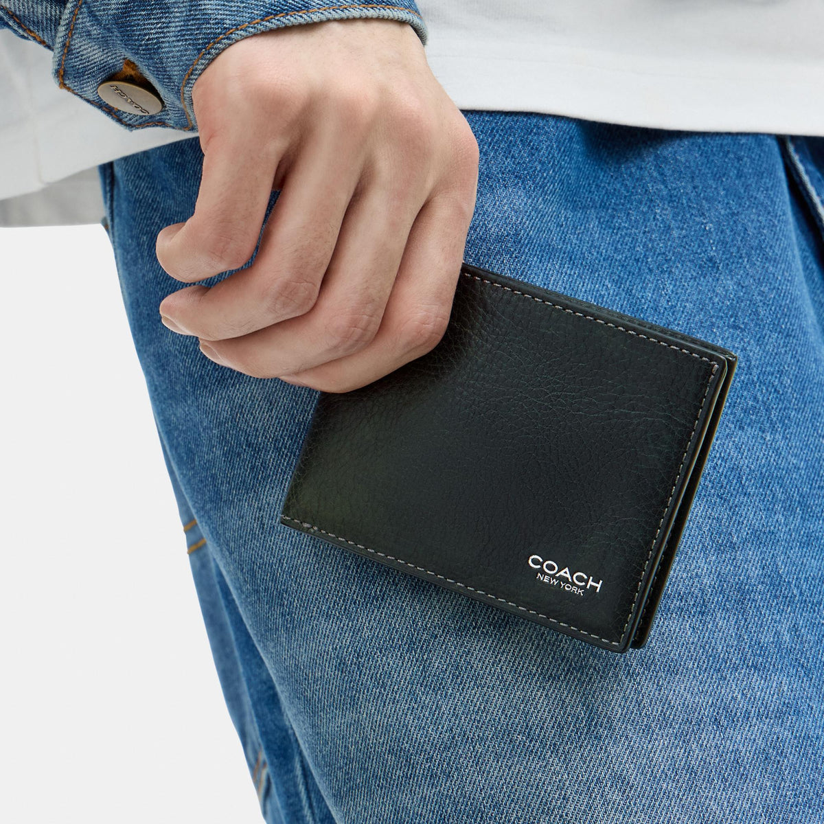 CFS44-Slim Billfold Wallet-Navy/Green