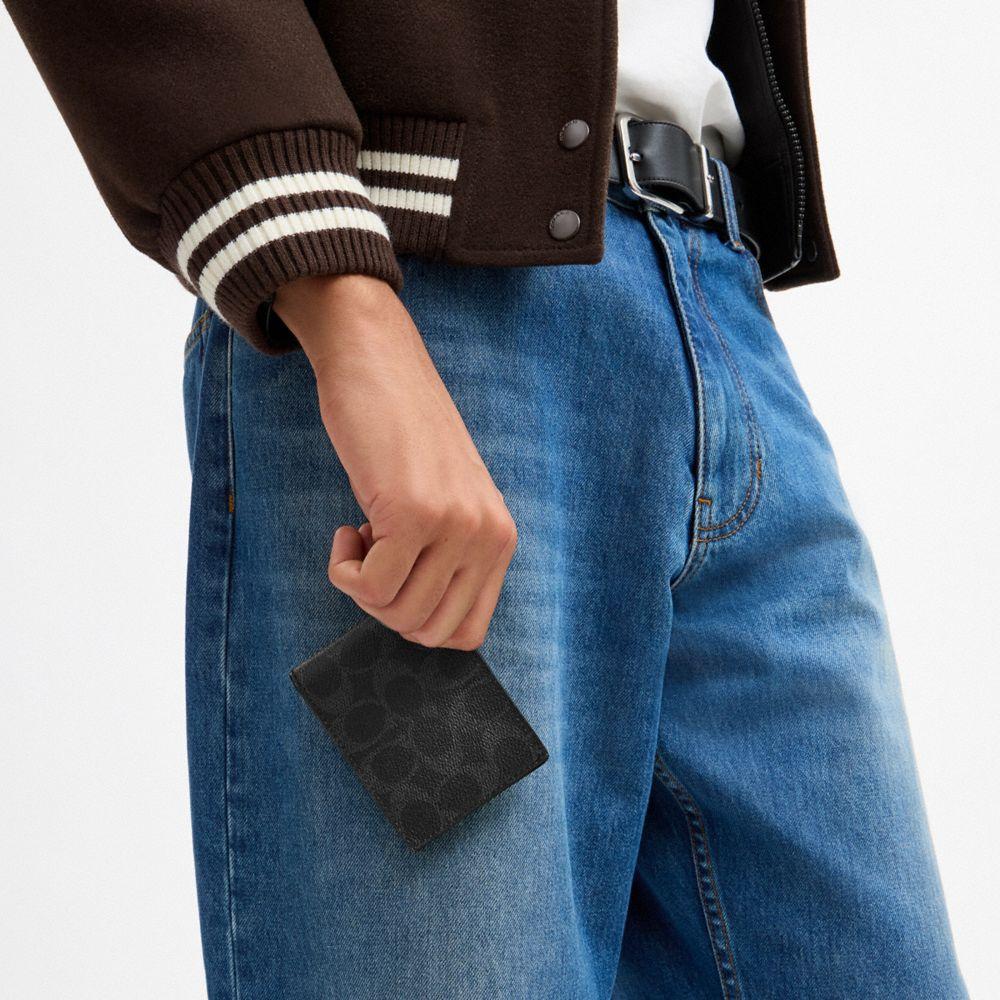CFS46-Slim Billfold Wallet in Signature Upcraftedleather-Black Signature