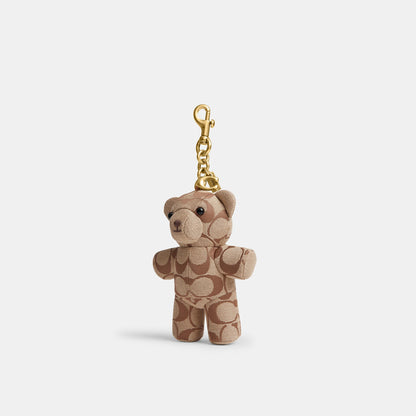 CFU40-Bear Bag Charm in Signature Jacquard-B4/Tan