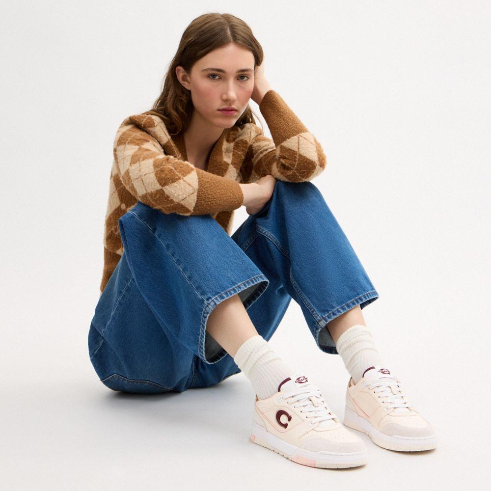 CFW82-Soho Sneaker with Signature Jacquard-Chalk/Dark Cherry