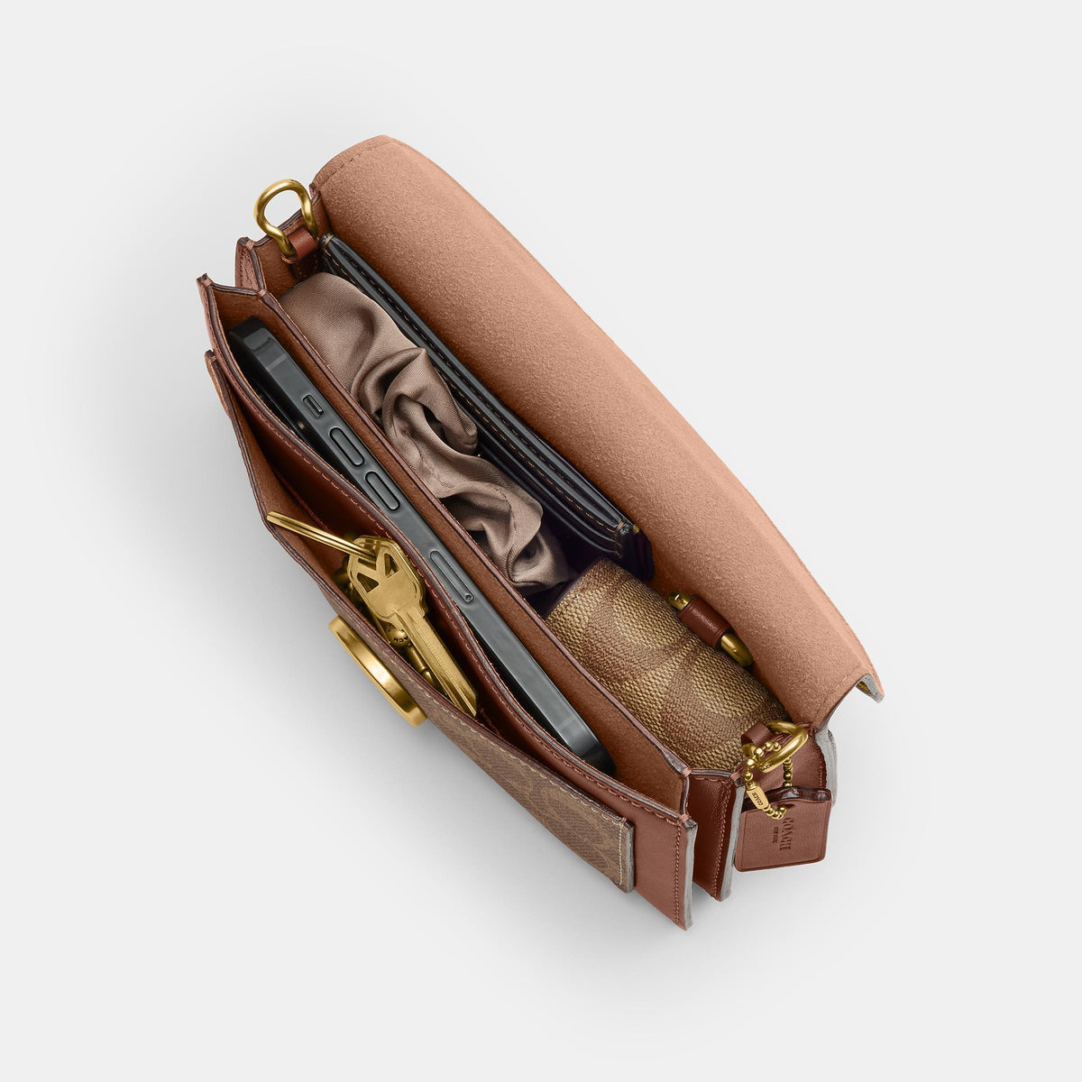 CFX86-Tabby Chain Crossbody Bag 19 in Signature Upcraftedleather-B4/Tan Brown