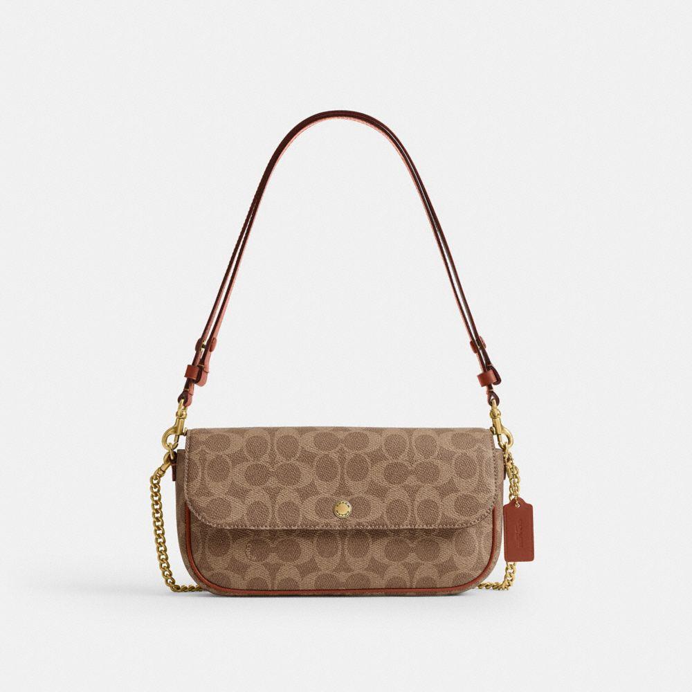 CFX87-Brook Flap Chain Bag in Signature Upcraftedleather-B4/Tan Caramel