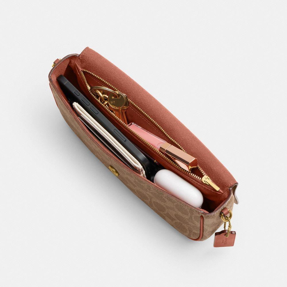 CFX87-Brook Flap Chain Bag in Signature Upcraftedleather-B4/Tan Caramel