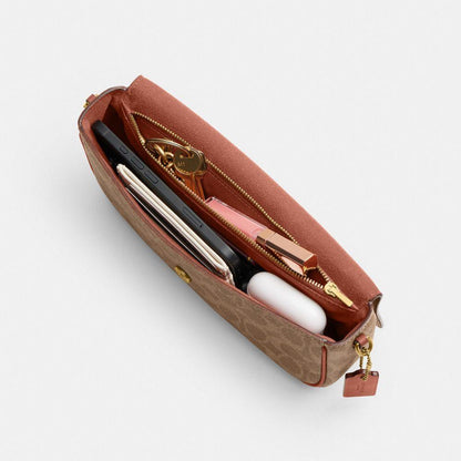 CFX87-Brook Flap Chain Bag in Signature Upcraftedleather-B4/Tan Caramel