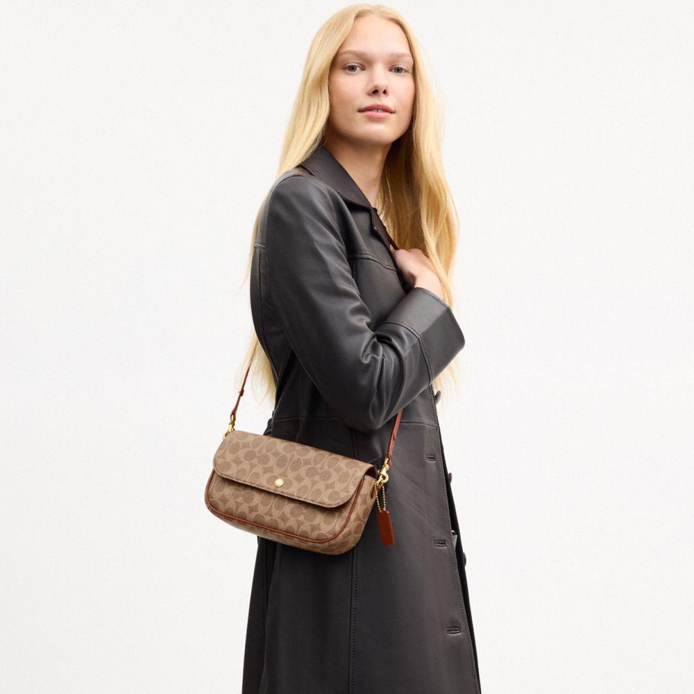 CFX87-Brook Flap Chain Bag in Signature Upcraftedleather-B4/Tan Caramel