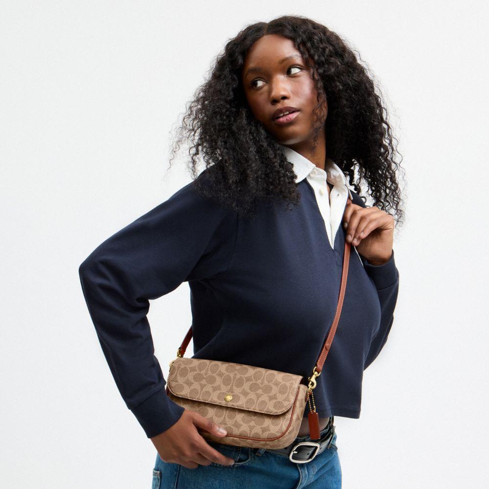 CFX87-Brook Flap Chain Bag in Signature Upcraftedleather-B4/Tan Caramel