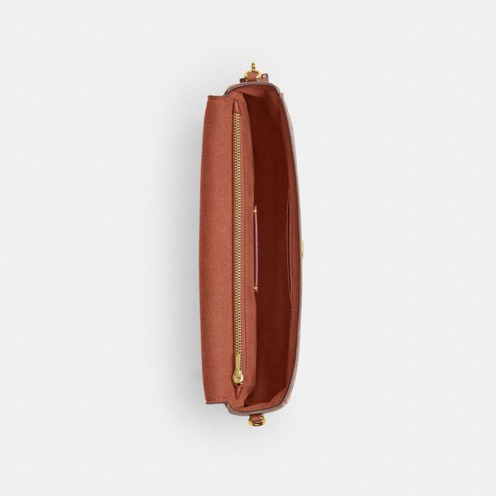 CFX87-Brook Flap Chain Bag in Signature Upcraftedleather-B4/Tan Caramel