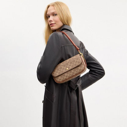 CFX87-Brook Flap Chain Bag in Signature Upcraftedleather-B4/Tan Caramel