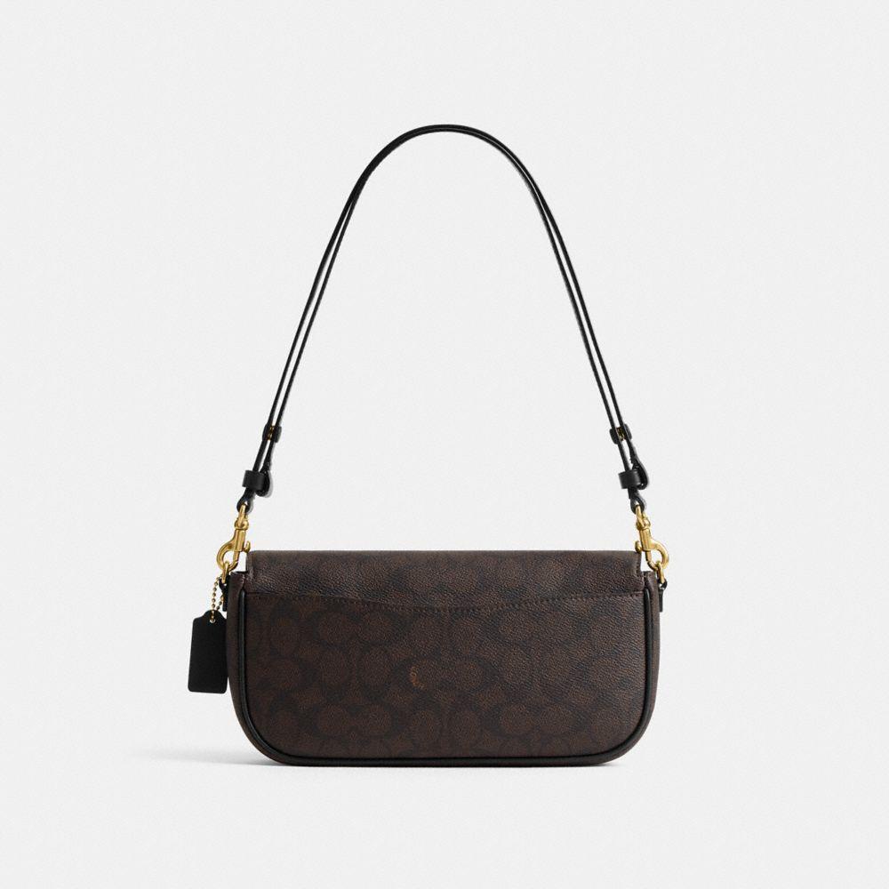 CFX87-Brook Flap Chain Bag in Signature Upcraftedleather-B4/Walnut Black