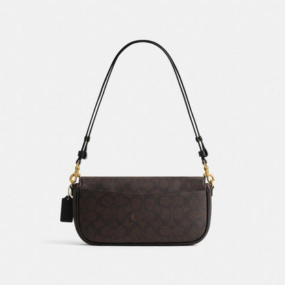 CFX87-Brook Flap Chain Bag in Signature Upcraftedleather-B4/Walnut Black
