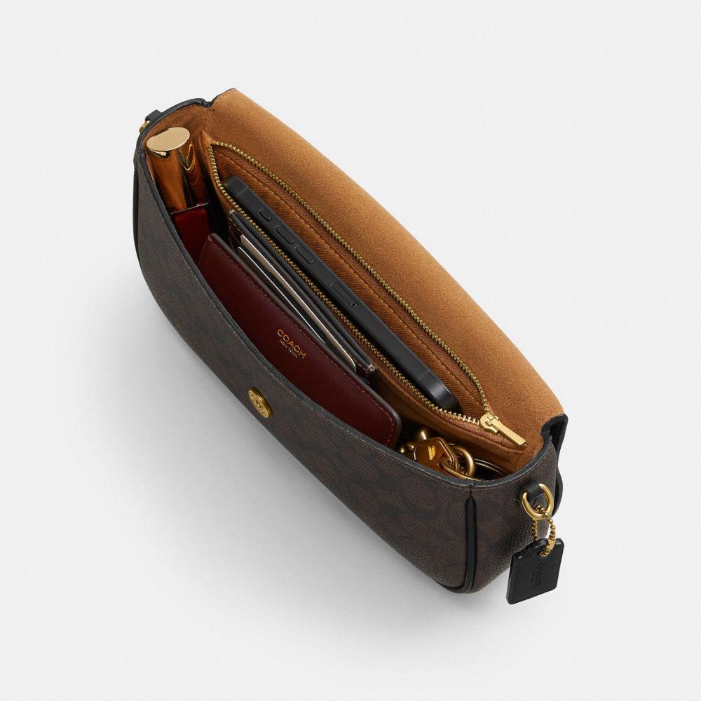CFX87-Brook Flap Chain Bag in Signature Upcraftedleather-B4/Walnut Black
