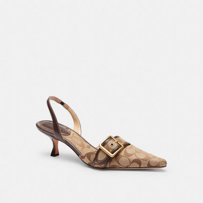CFZ29-Margot Slingback in Signature Sateen Jacquard-Khaki/Maple