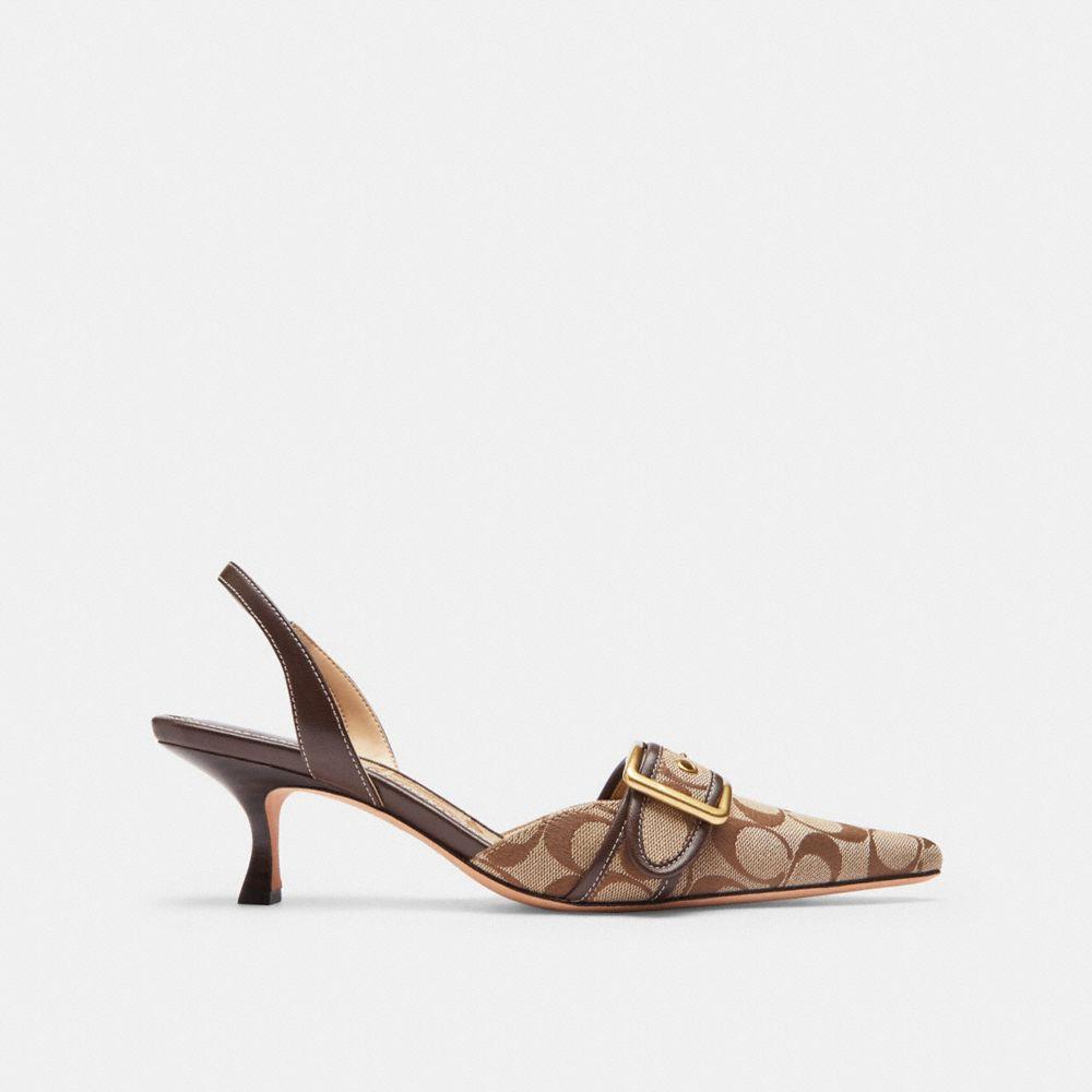 CFZ29-Margot Slingback in Signature Sateen Jacquard-Khaki/Maple