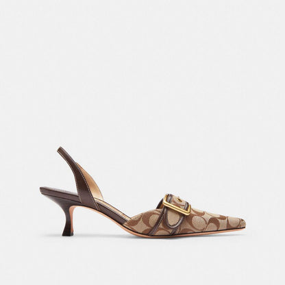 CFZ29-Margot Slingback in Signature Sateen Jacquard-Khaki/Maple