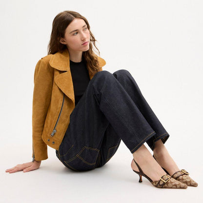 CFZ29-Margot Slingback in Signature Sateen Jacquard-Khaki/Maple