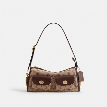 CGB17-Turnlock Haversack Bag 27 in Signature Jacquard-B4/Khaki Maple